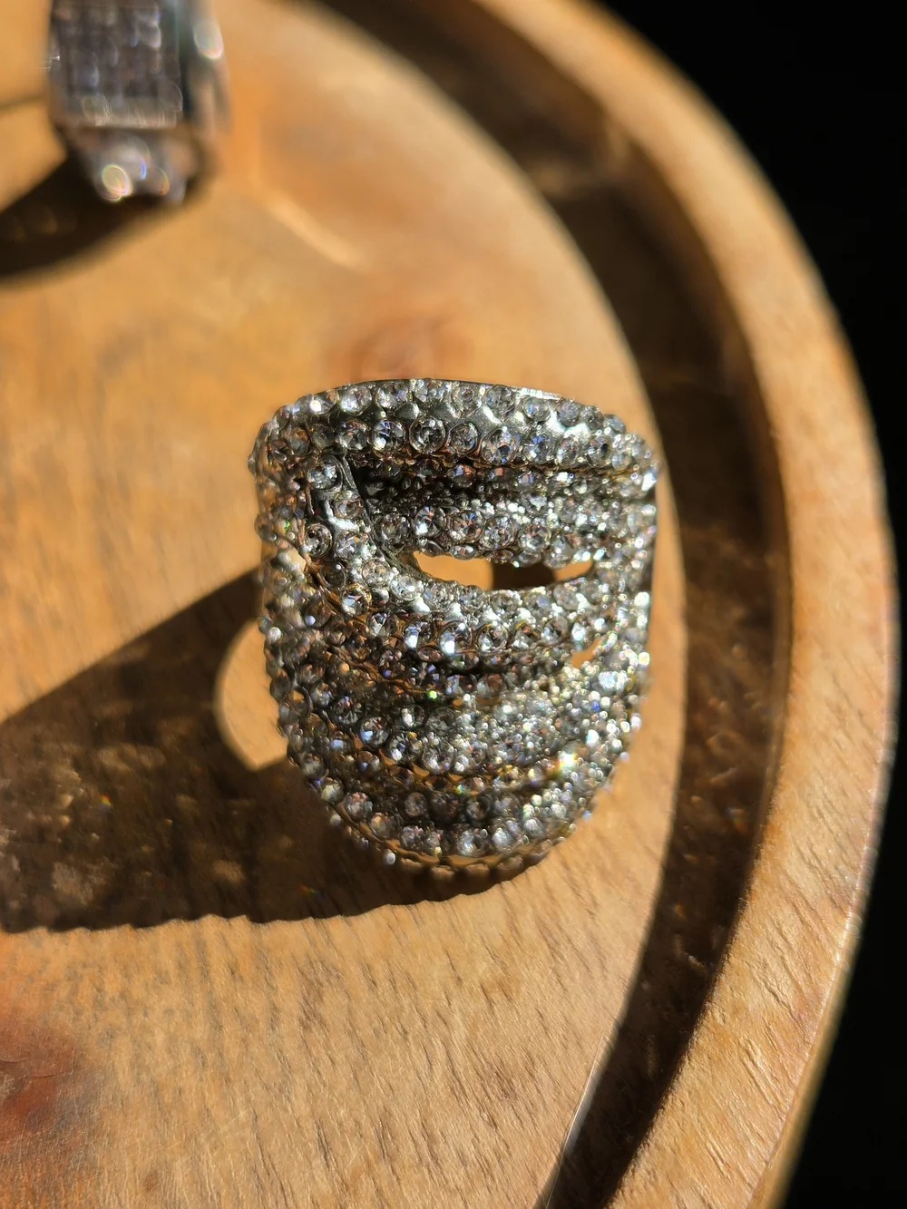 Silver Tone Multi-Stone  Ring - Sparkling Clear and Blue Accents